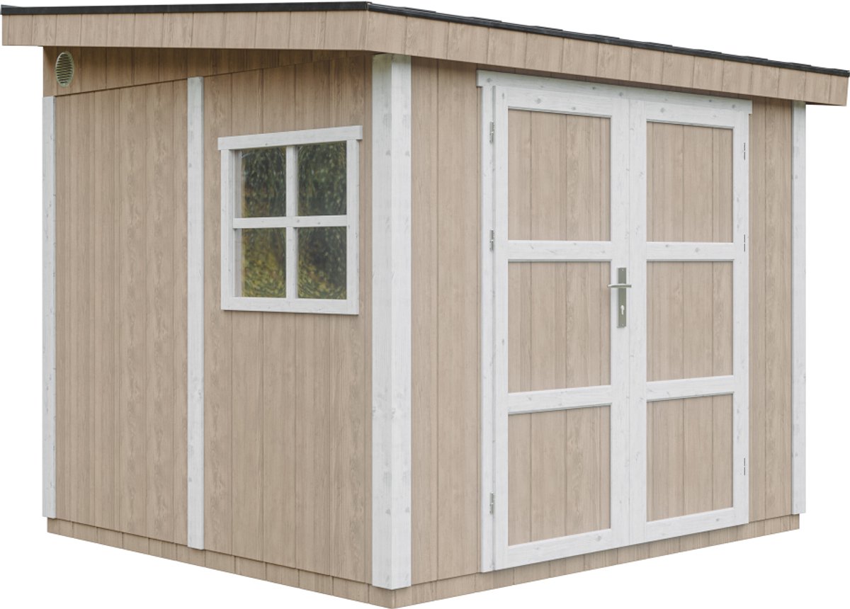 Timbela M938-TERRA BROWN - LP SmartSide Tuinhuis op houtbasis - 5,9 m² - 248x294xH231 cm - met vloer en verf