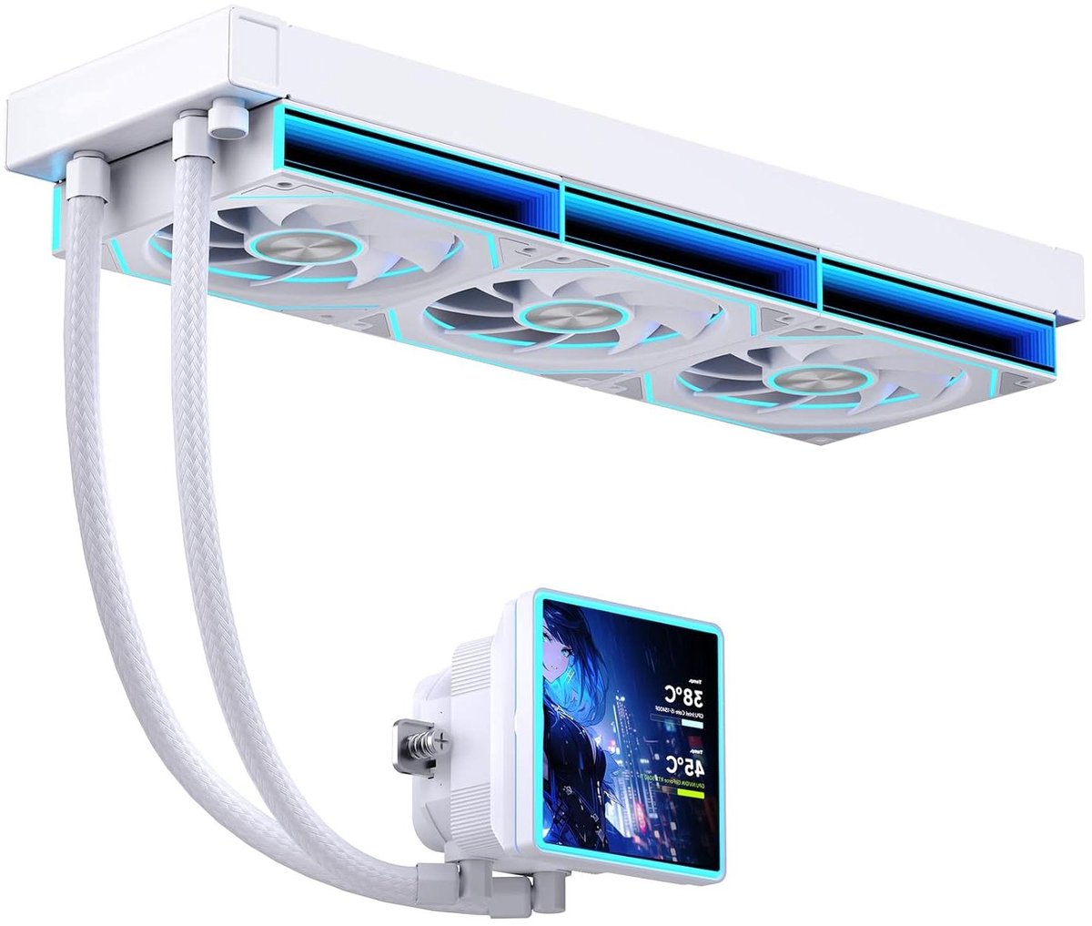 Waterkoeling Systeem - PC Koeler - Computer Onderdelen - 4 inch LCD Scherm - 360 mm - Wit