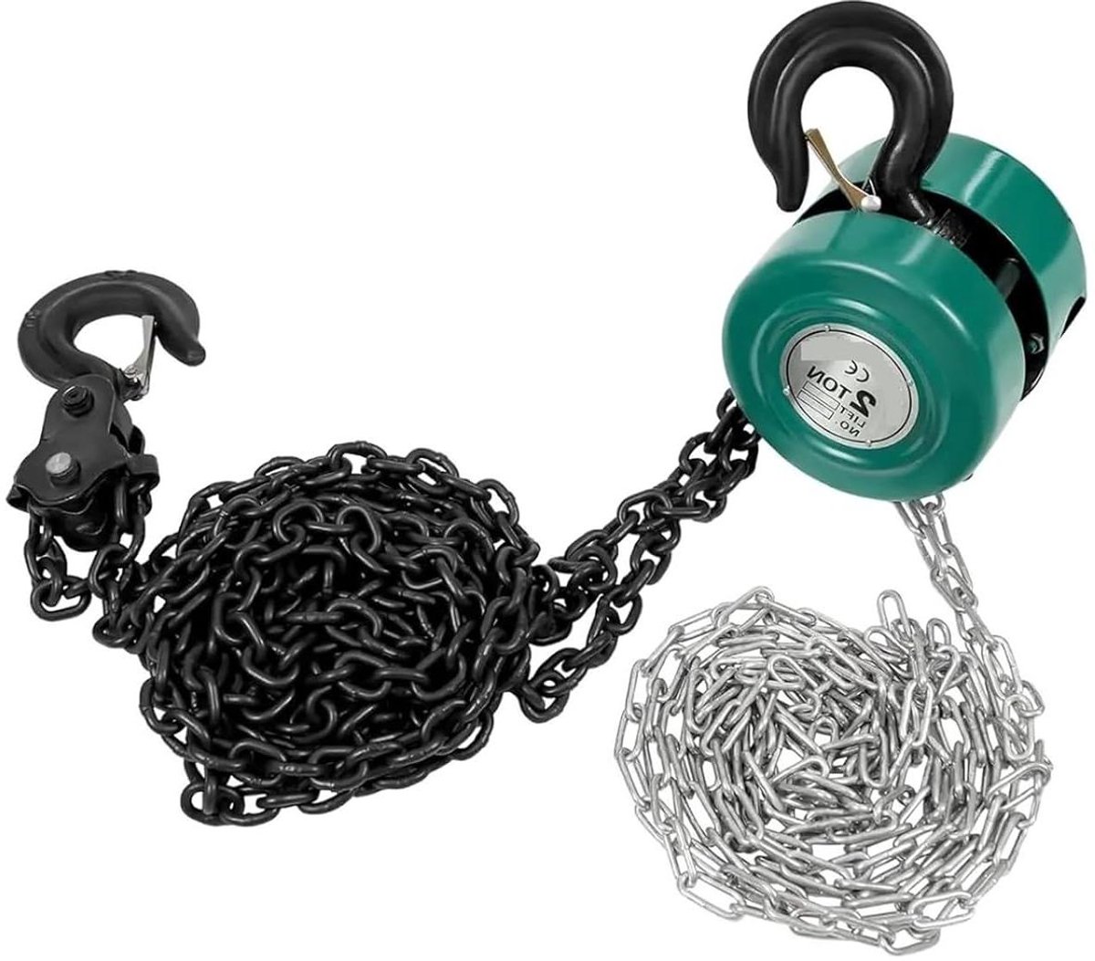 Handmatige Kettingtakel - Fles Takkels - Materiaal Hefhoogte - Duurzame Mangaanstaal Haak - 2000kg Capaciteit - Groen