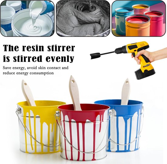 Epoxyhars Accessoires - Verfroerstaafjes Mixer - Verf en Hars Mengen - Efficiënt Spiraalontwerp - 6 Stuks 16.5/22cm - Zwart — afbeelding 5