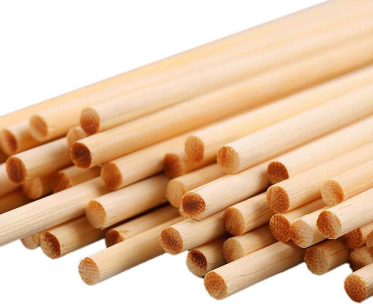 Natuurlijke Bamboestokken - Houten Stokjes - Knutselen en Hobby - Massief en Glad - 30 Stuks Diverse Maten - Houtkleur