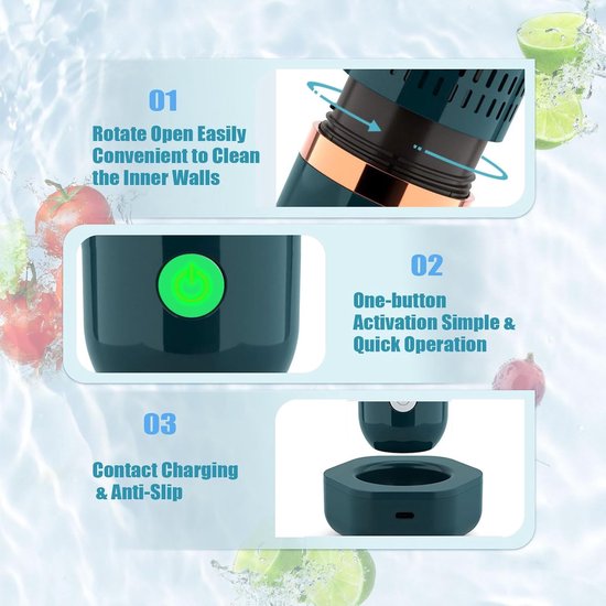 Fruit- & Groentewasser - Groentereinigingsapparaat - Draagbare, draadloze USB-fruit- & groentereiniger - ABS-fruit- & groentereiniger - Ontworpen voor het reinigen van diverse voedingsmiddelen - Geel — afbeelding 4