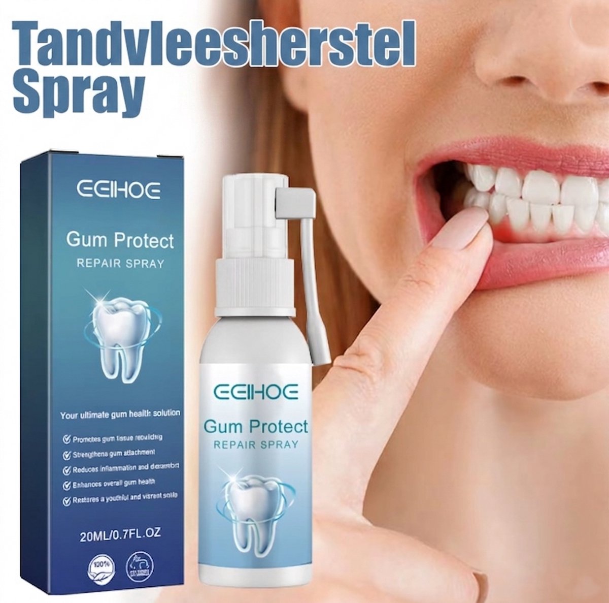 EELHOE Tandvleesreparatiespray - Tegen Tandvleesontsteking & Pijn - Mondspray voor Gezond Tandvlees en Frisse Adem