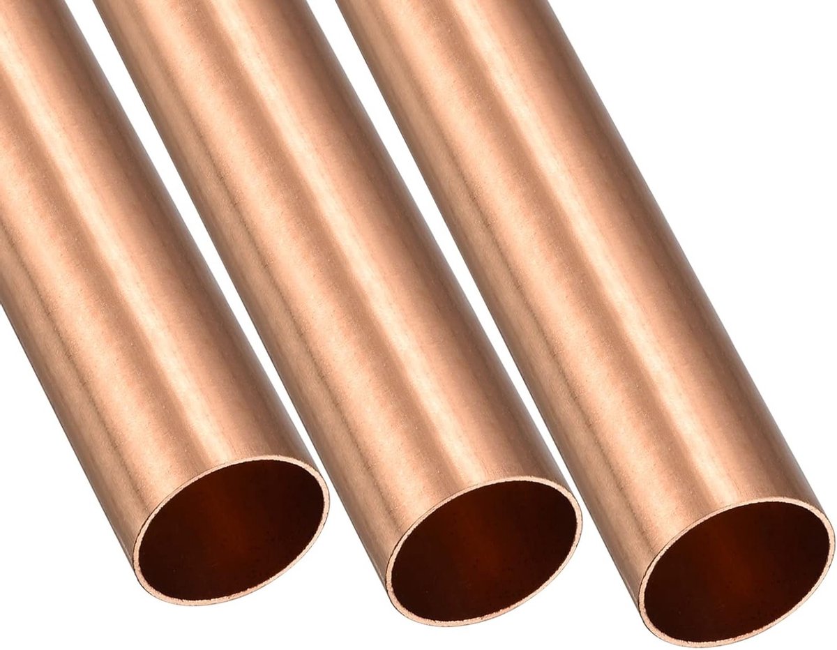 Koperbuis 25mm AD x 1mm Wanddikte x 100mm Lengte - Set van 3 Rechthoekige Slangen voor Doe-Het-Zelf Projecten en Meubelmakerij