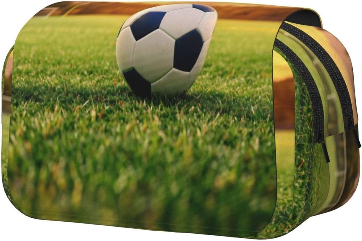 Voetbal Etui - Pennenzak Organizer - Spullen Opbergen - Grote Capaciteit - 20 x 10 cm - Zwart
