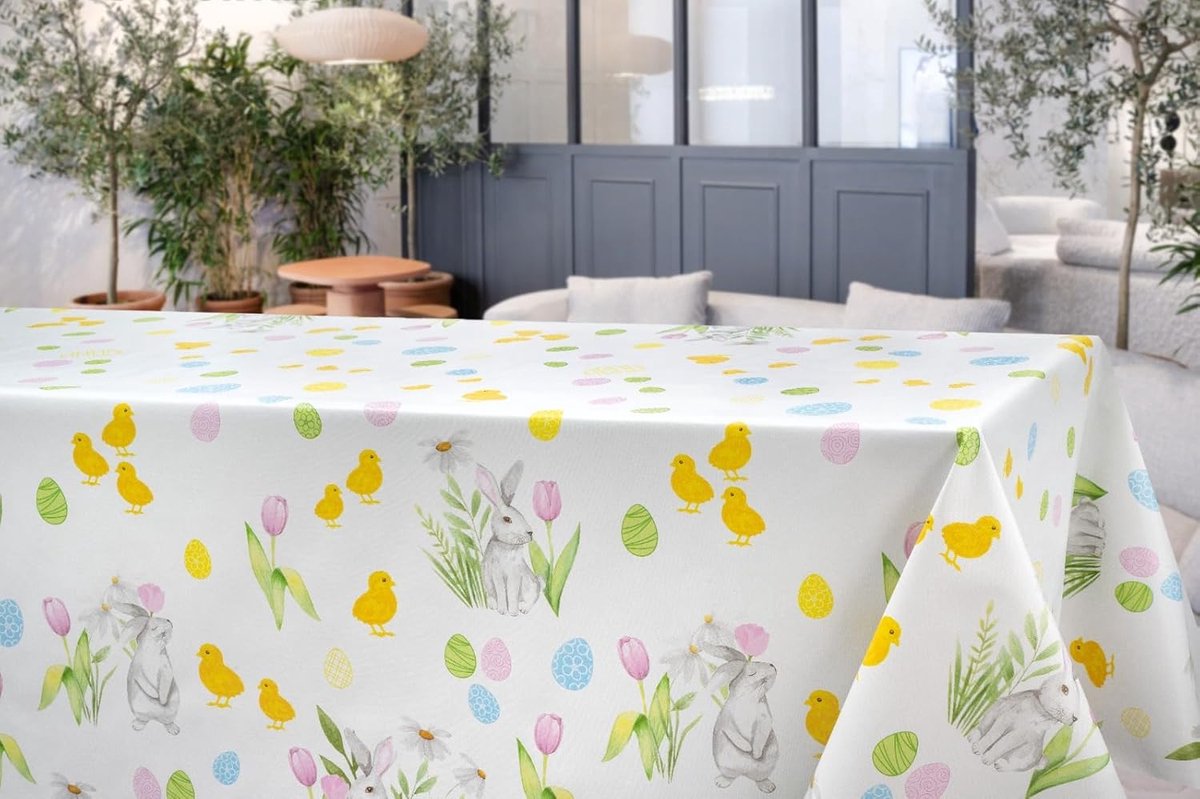 Tafelkleed - Tafelzeil PVC - Paasdecoratie - Waterafstotend - 140 cm breed - Pastelkleurig