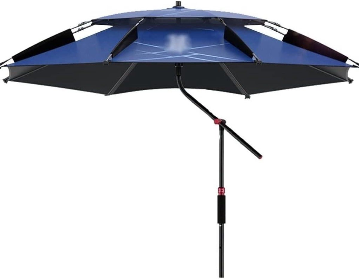 Buitenparasol - Zonnebescherming - Vissen en relaxen - Dubbele 360 graden kanteling - 2.4 meter - Blauw