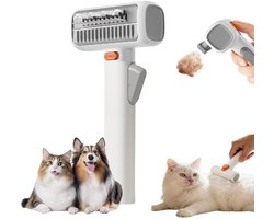 Huisdierkam 2-in-1 Automatisch Voor Honden En Katten - 8 × 6,2 × 16,4 Cm - Eenvoudig Te Bedienen Met Één Knop - Verwijdert Dode Haren En Ontwart Vacht - Masseert De Huid - Geschikt Voor Alle Vachtsoorten - Wit