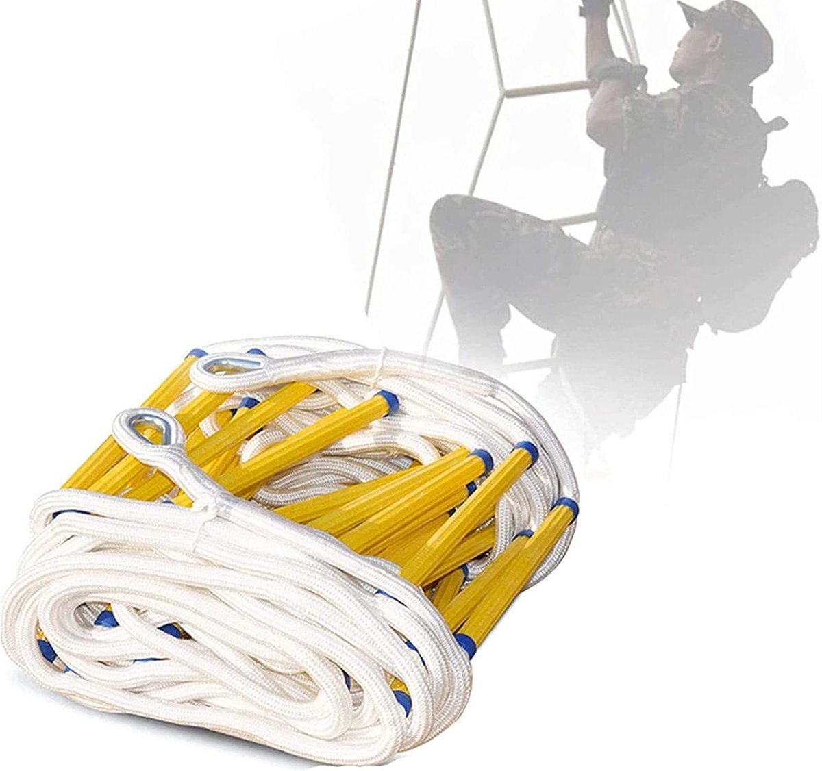 Ontsnappingsladder - Noodladder Klimtouw - Snelle Toegang Noodgevallen - Hoge Draagkracht - 15 meter - Zwart