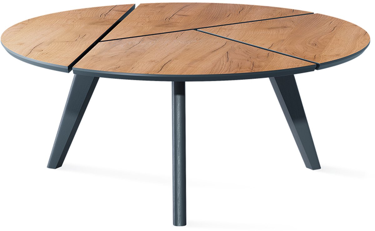 Vicco Salontafel Mairo, Goudkleurig Eiken/Zwart, 90 x 34 cm
