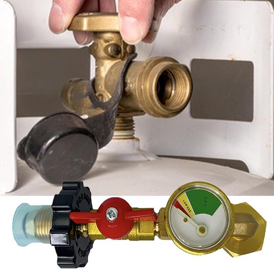 Propaan Navuladapter - Gas Converter - Outdoor Koken - Met Drukmeter - 9 kg tot 1 lb - Messing — afbeelding 5