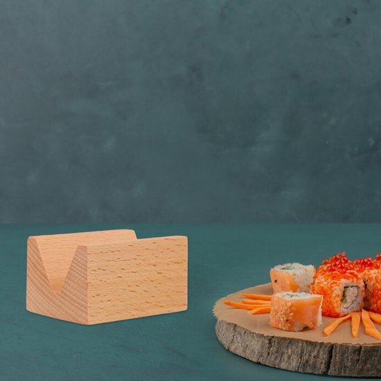 5 Wooden Taco and Sushi Holders Holder Sushi Wheel Holder Wooden Stand for Temaki, Cue Display for Restaurants — afbeelding 4