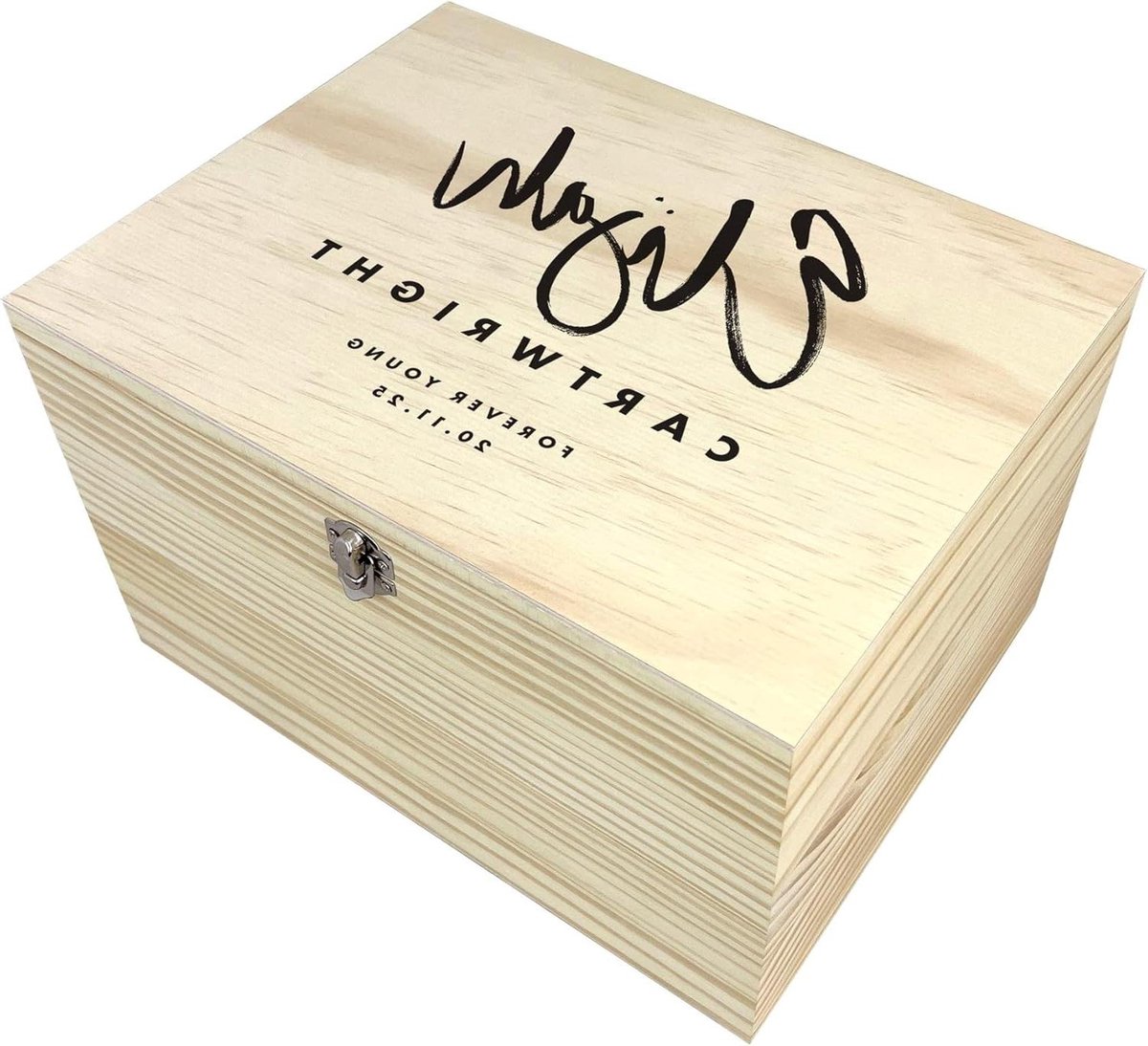 Herinneringsdoos Hout - Gepersonaliseerde Geschenkdoos - Herinneringen Bewaren - Volledig Gepersonaliseerd - 20x15x11 cm - Bruin