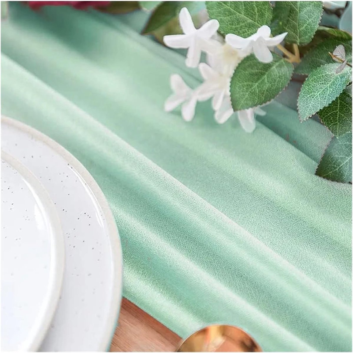 Tafelloper Chiffon - Lange Loper - Bruiloft Decoratie - Ademende Stof - 30x300cm - Beige