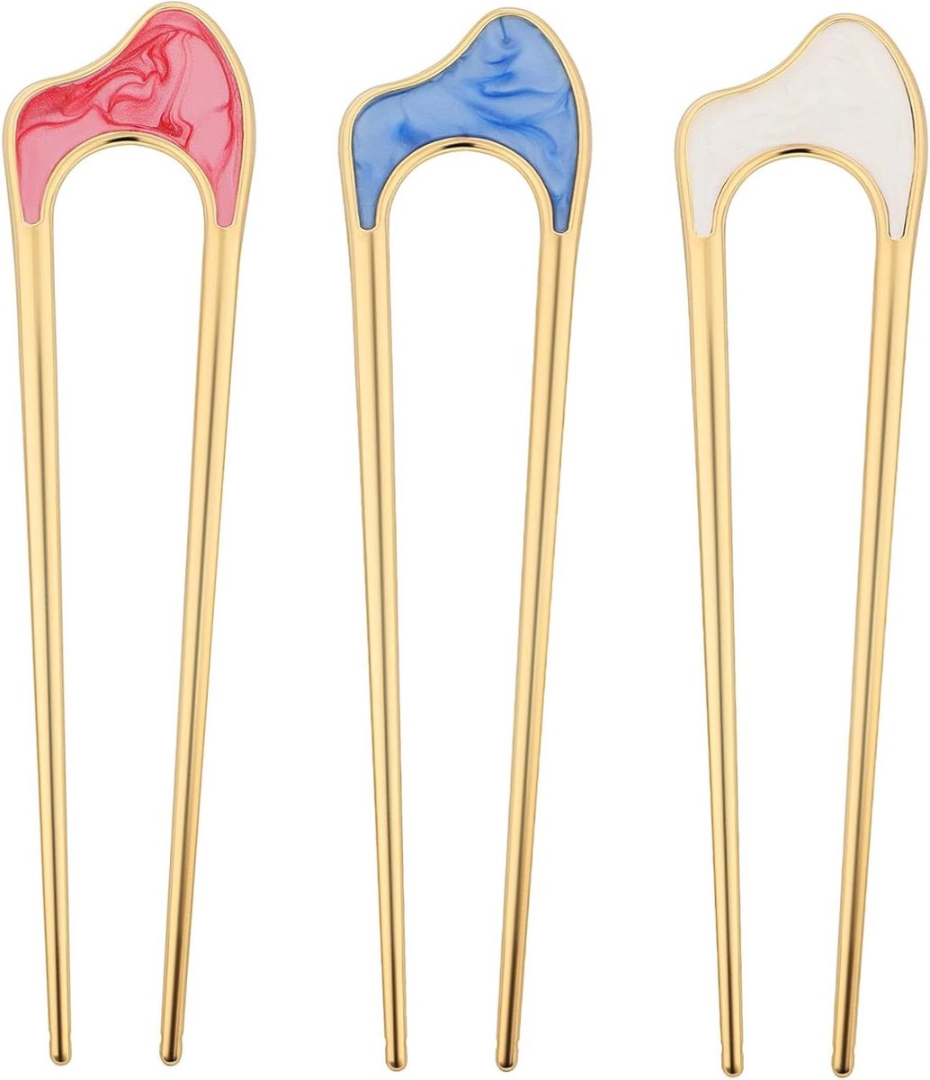 Haarspelden Set - Knot Spelden - Kapsels Maken - Robuuste Legering - 3 Stuks - Diverse Kleuren