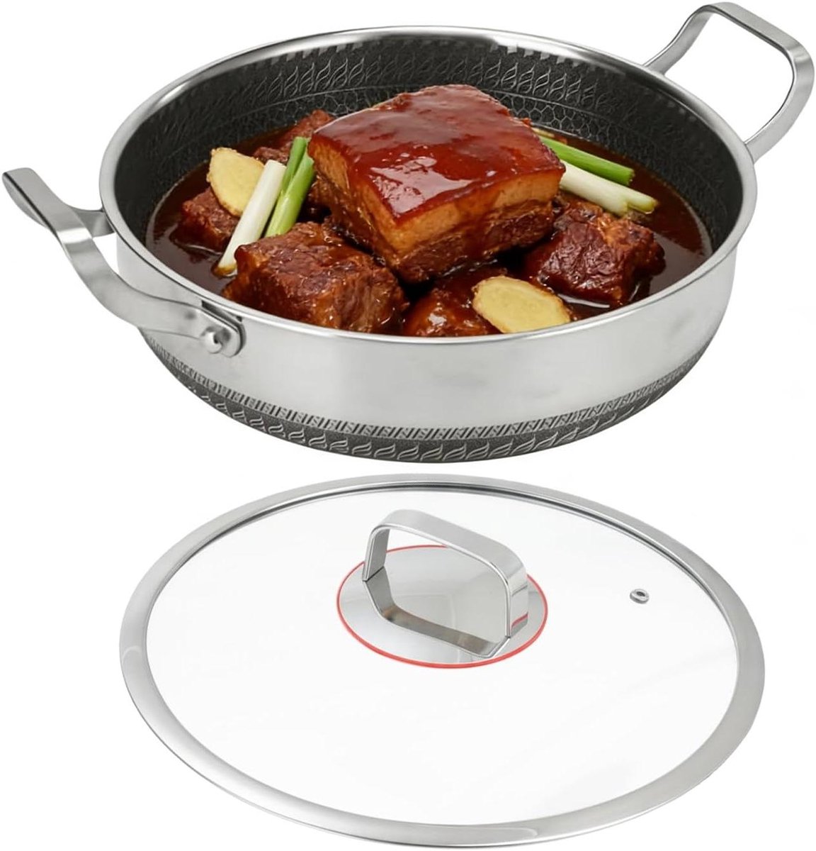 Koekenpan met Deksel - Koekenpan Koekenpan - Dagelijks Koken - Hittebestendige Handgrepen - 30 cm - Veelkleurig