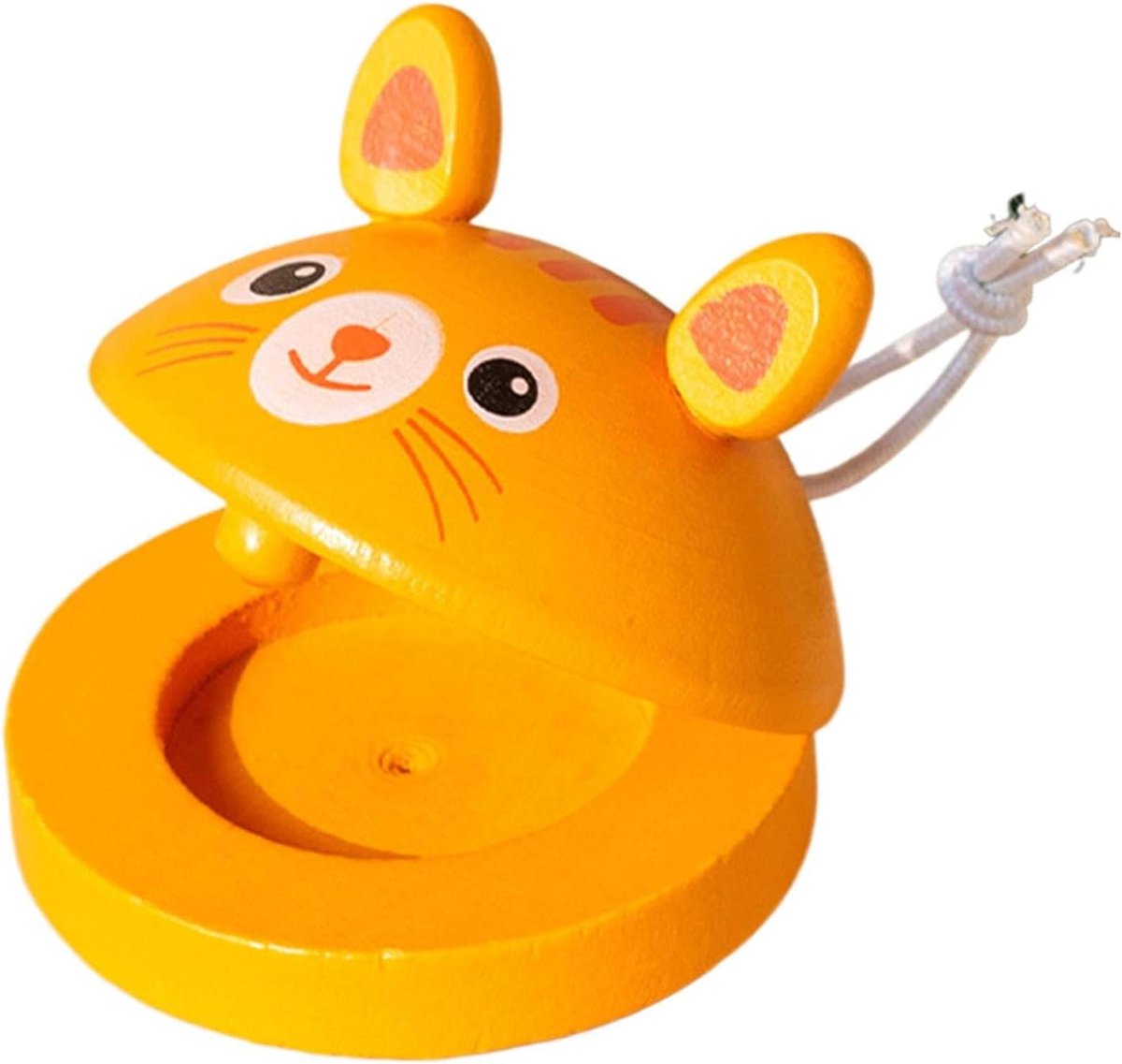 Houten Castagnetten - Vinger Percussie - Muzikaal Spel - Leuk Dierendesign - 7 x 5.5 x 2.5 cm - Geel