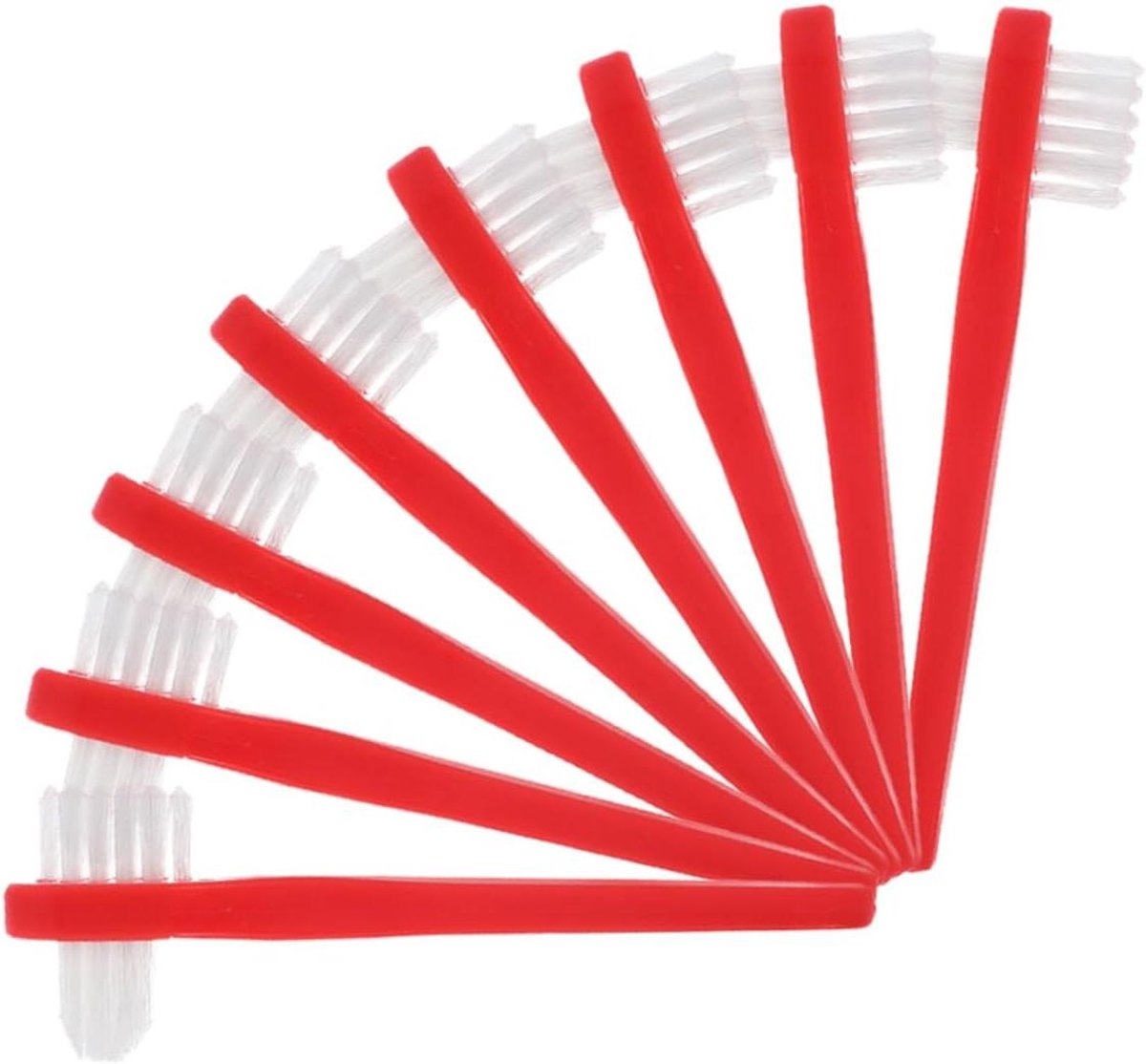 Dubbele Kop Tandenborstel - Prothese Borstel - Kunstgebit Reinigen - Veelzijdige Dubbele Kop - 8 Stuks - Rood
