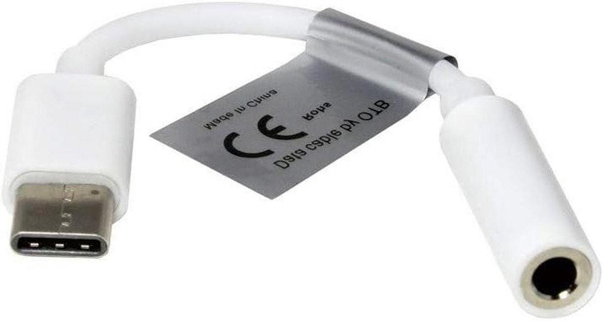 Audio Adapter - USB-C naar Jack - Muziek Luisteren - Stereo Geluid - 105 cm - Wit