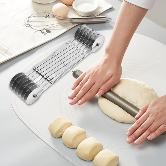Deegsnijder Wiel - Pastasnijder Keuken - Pasta Ravioli Maken - Verstelbare Snijbreedtes - 433 x 88 cm - Zilver — afbeelding 5