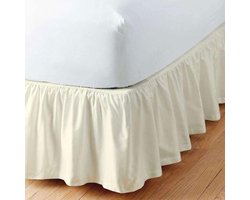 Bedrok met ruches, bedrok, polyester bedrok, driezijdige bedrok (beige, 135 x 200 cm - 38 inch hoog)