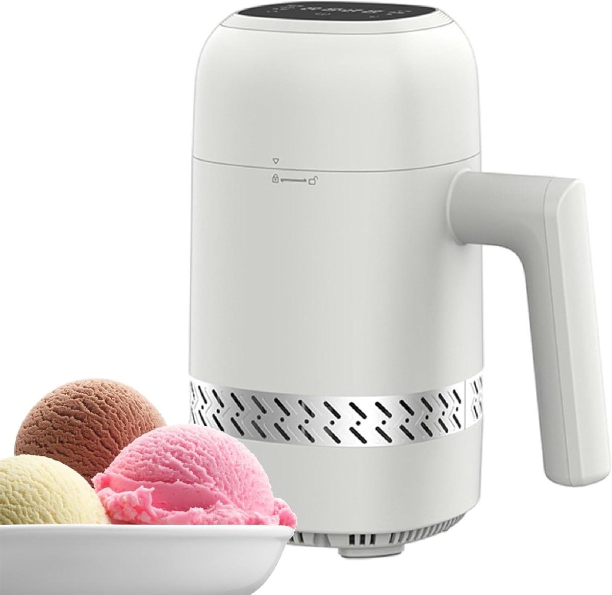 Elektrische ijsmachine Dessertmaker Zelf ijs maken Geen voorkoeling nodig 300ml inhoud Wit