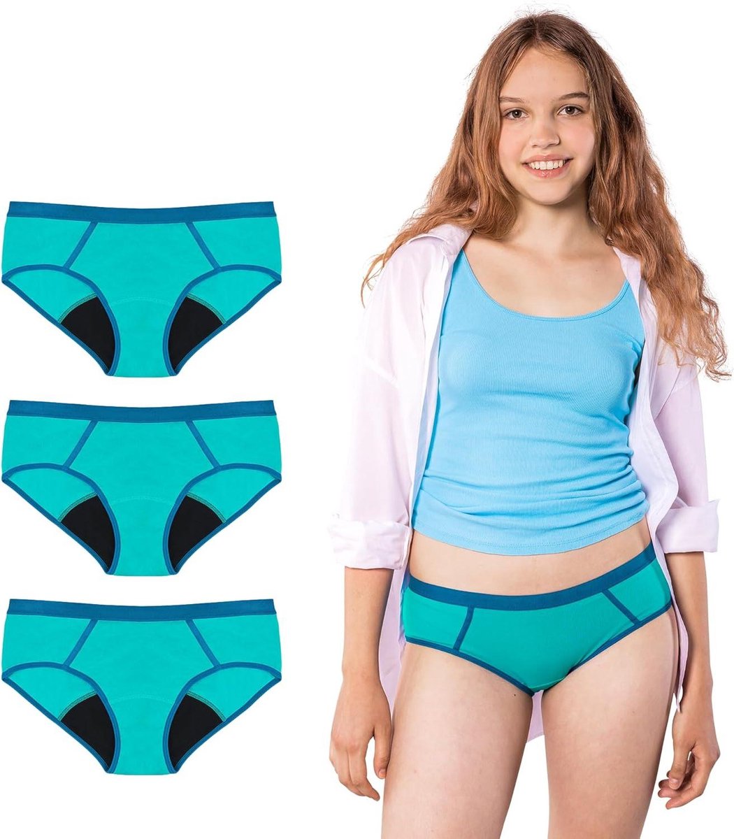 Menstruatie Ondergoed - Sporty Slip - Veilig Door Dagen - Draagbaar Als Normaal - 3 Stuks - Blauw
