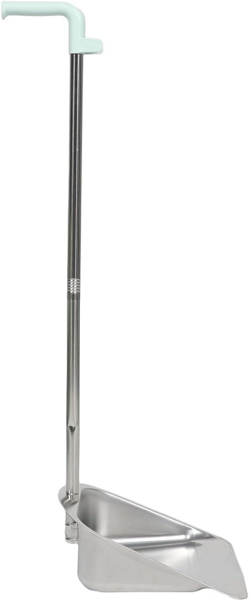 Stofblik Lange Steel - Vuilblik Roestvrij - Staand Schoonmaken - Ergonomisch Ontwerp - 80 cm Lengte - Zilver