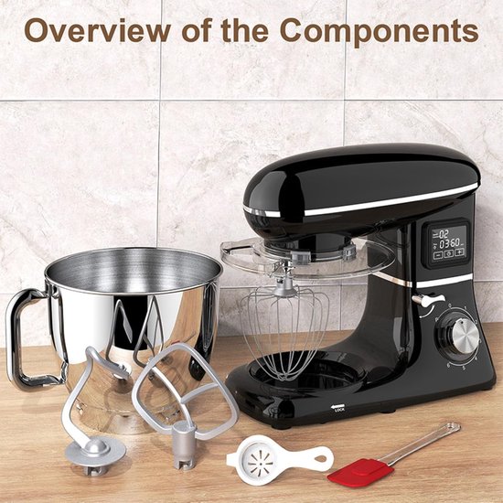 Tafelmixer - Keukenmachine Chef - Grote hoeveelheden mixen - Krachtige 1500W motor - 62L kom - Zwart — afbeelding 2
