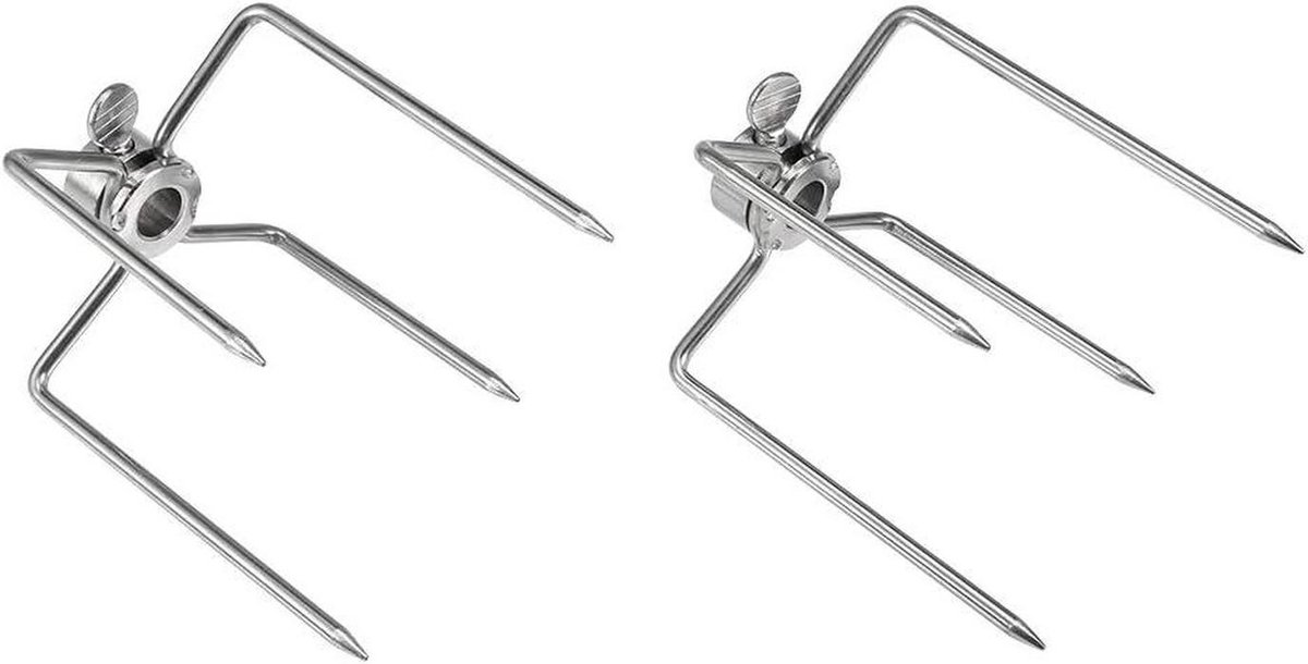Barbecue Vorken - Spies Vorken - Vlees Grillen - Vaatwasserbestendig - 2 Stuks - Zilverkleurig