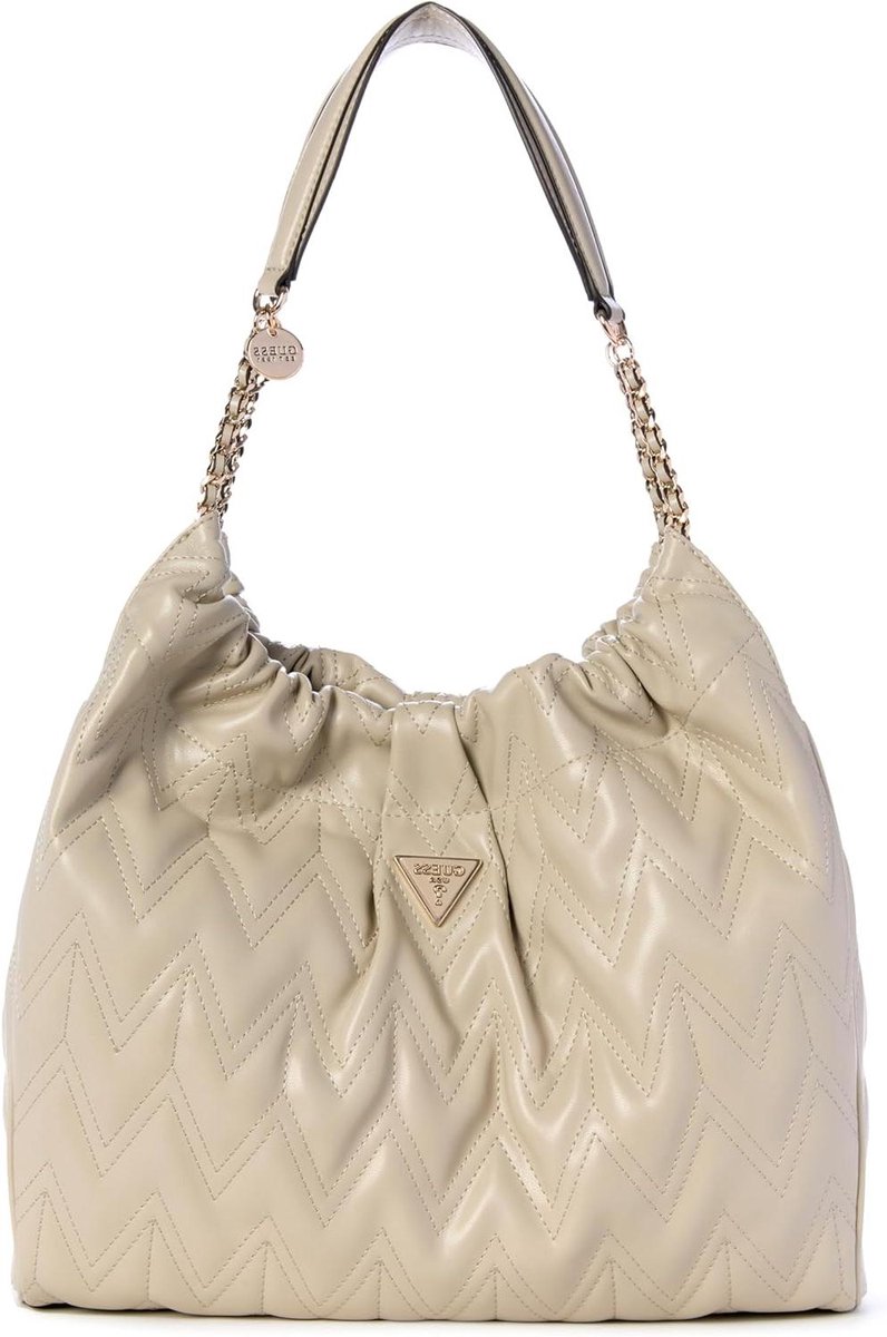 Grote Hobo Tas - Schoudertas Dames - Dagelijks Gebruik - Ruim Interieur - One Size - Taupe