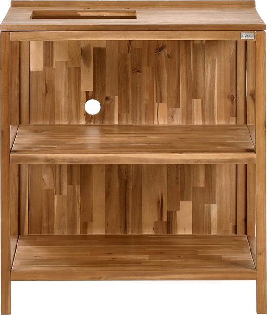 Buitenkeuken met spoelbak - Houten werktafel - Buiten koken - Weerbestendig acaciahout - 80x50x133 cm - Bruin — afbeelding 4