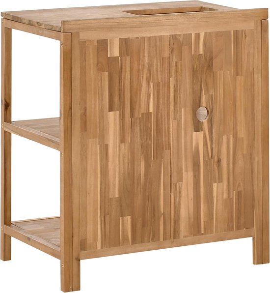 Buitenkeuken met spoelbak - Houten werktafel - Buiten koken - Weerbestendig acaciahout - 80x50x133 cm - Bruin — afbeelding 2