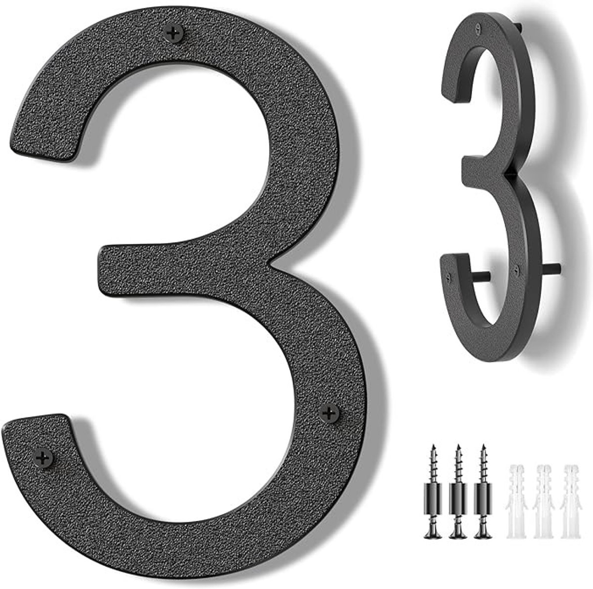 Modern huisnummerbord 25 cm - Zwart kunststof - voor buiten