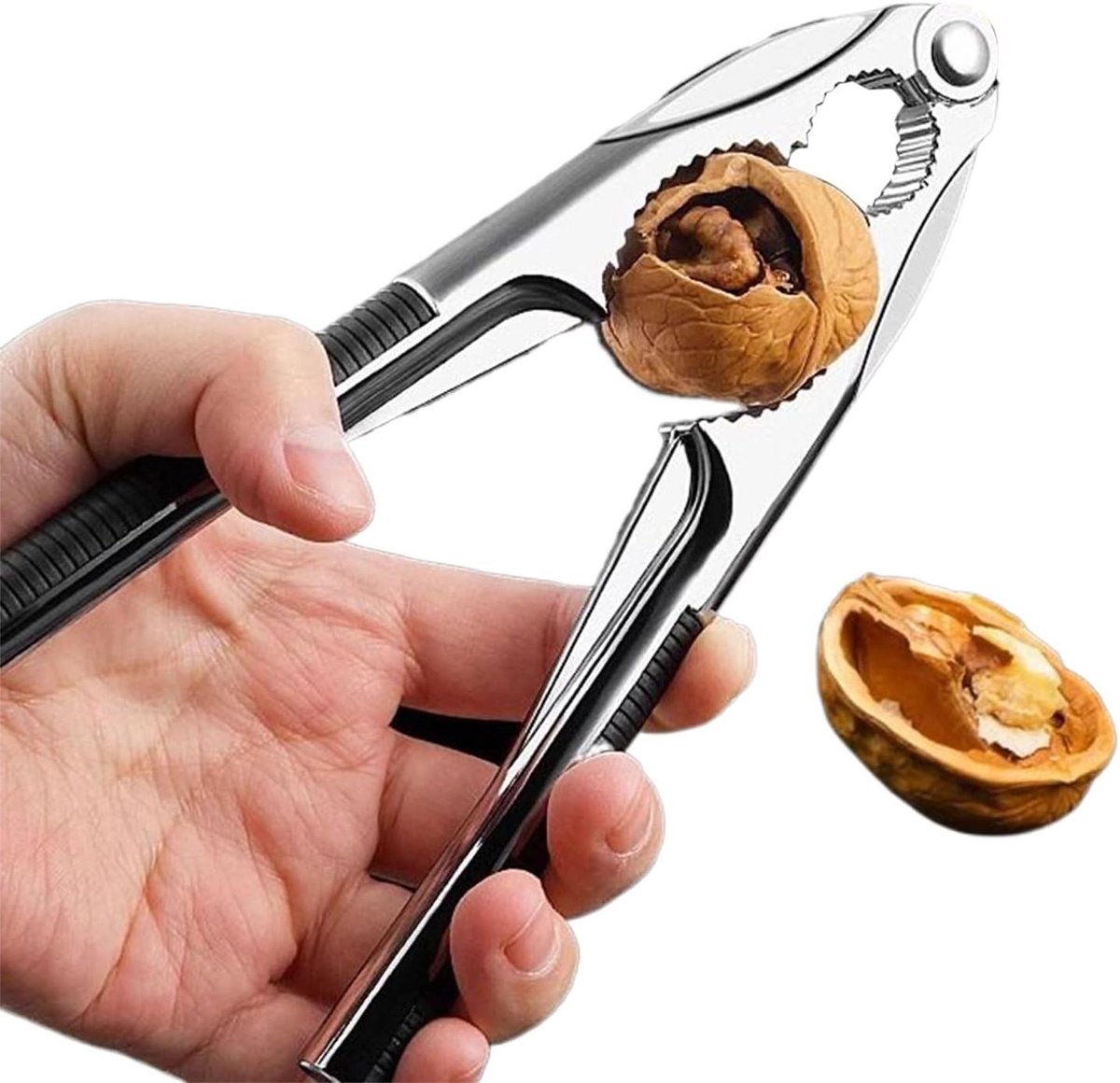 Notenkraker - Keuken Tool - Schelpen Kraken - Ergonomisch Handvat - 16.5 cm - Zilverkleurig