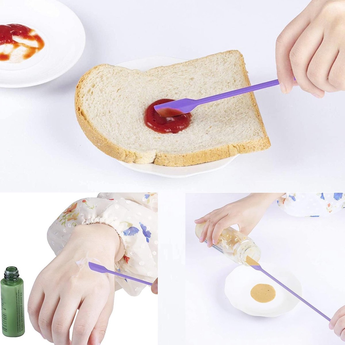 Set van 4 mini spatula's - Flexibele siliconen spatula's voor make-up, lotions en serums, ideaal voor nauwkeurig mengen in flessen en potten