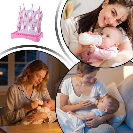 Fles Droogrek - Lekbak Organizer - Flessen Drogen - Ruimtebesparend Opvouwbaar - 25x17x30 cm - Roze — afbeelding 2