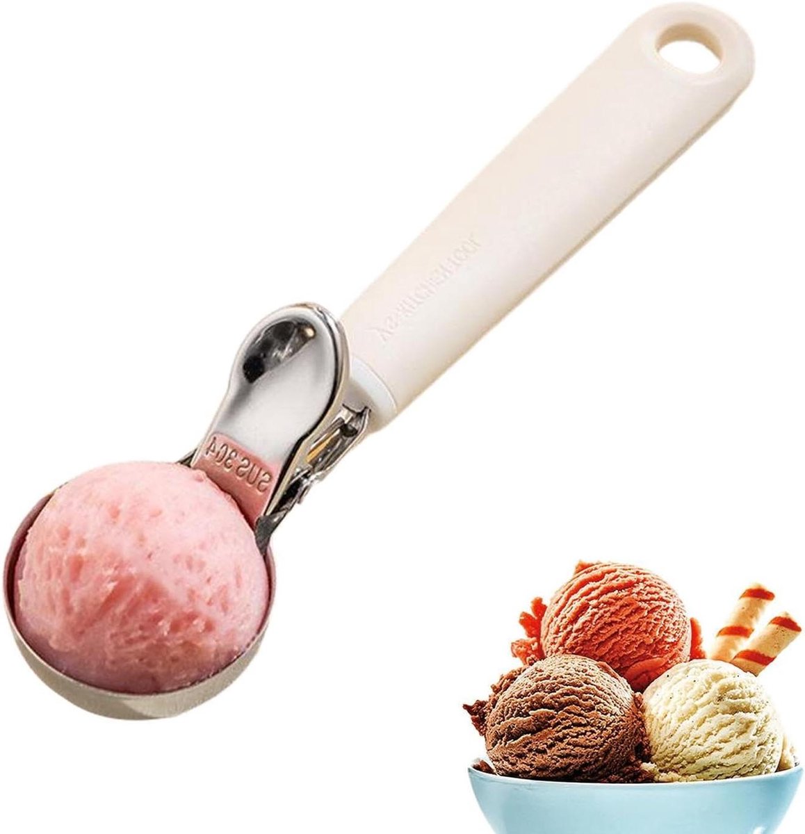 Ergonomische Lepel - Dessertschepper - Fruit Serveren - Antiaanbaklaag - 19 cm - Zilver