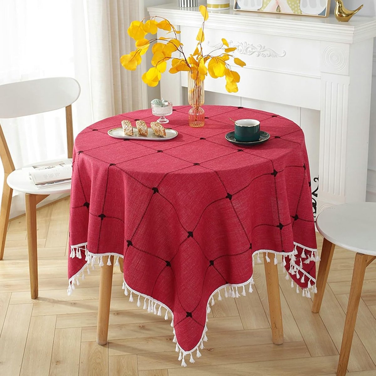 Tafelkleed rond - Decoratief kleed - Dineren en decoreren - Wasbaar polyester - 180 cm - Rood