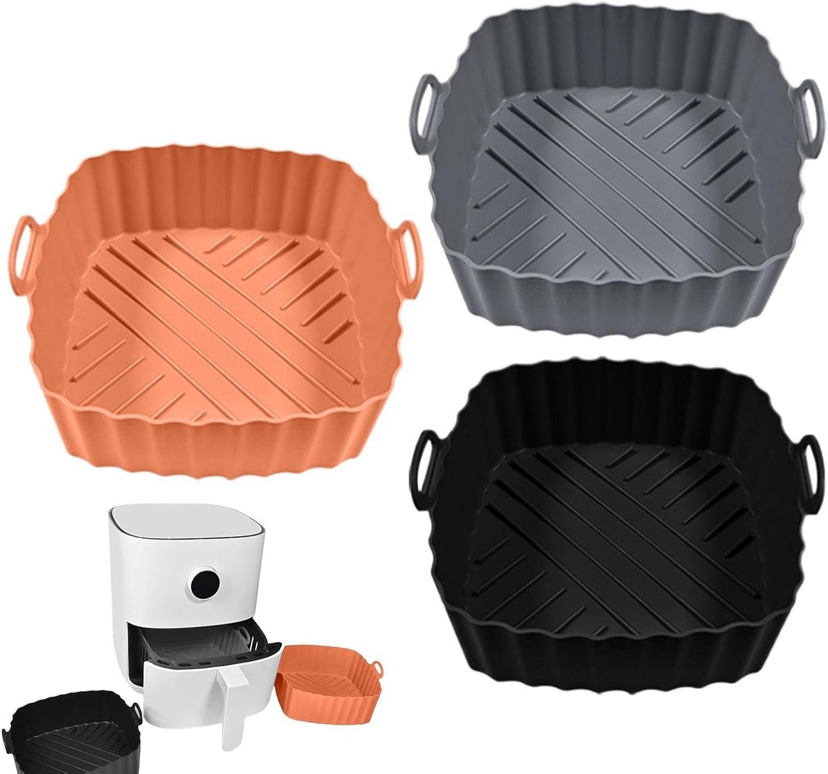 Airfryer Voeringen Bakvormen Koken en Bakken Herbruikbaar en Vaatwasserbestendig 3 stuks Multicolor