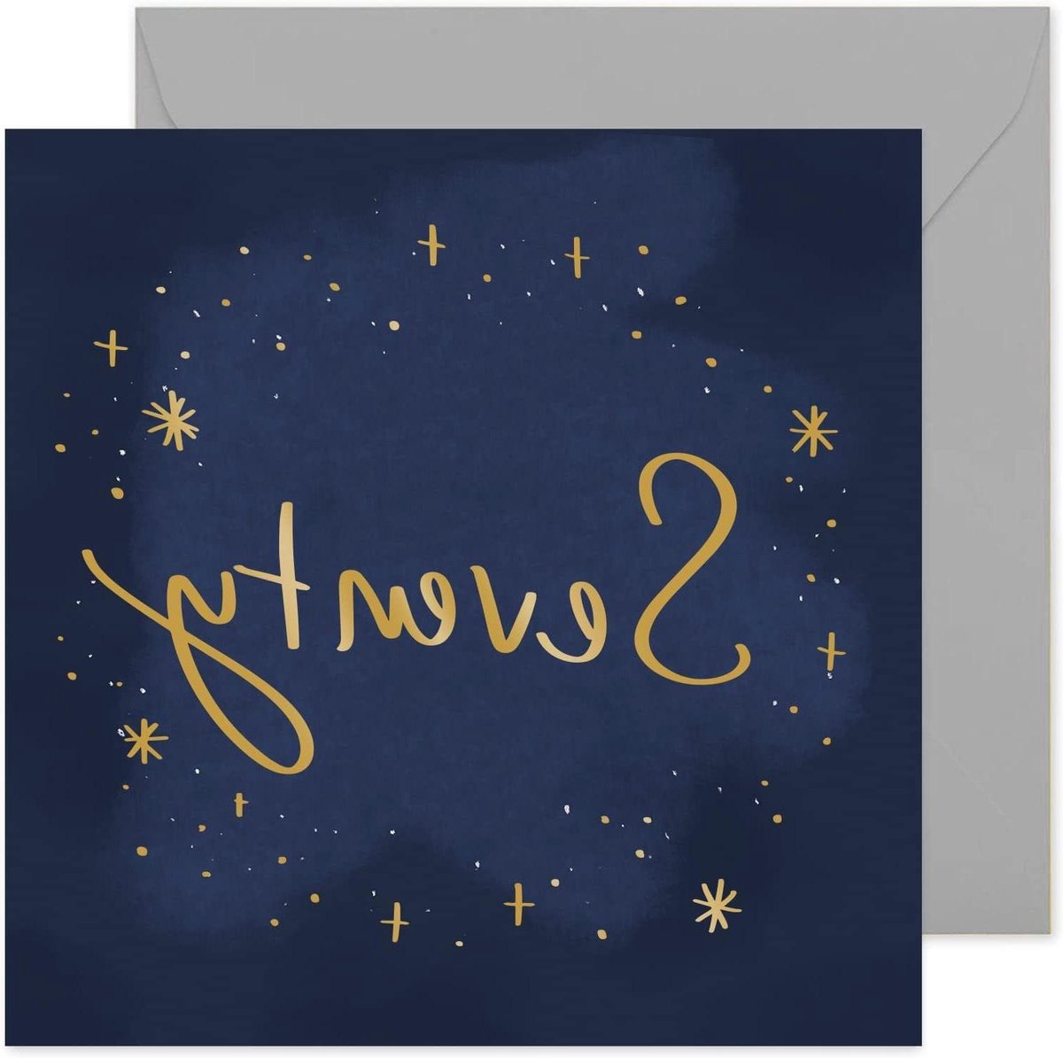 Verjaardagskaart - Wenskaart Zeventig - Verjaardag Vieren - Gouden Folie Design - 15x15 cm - Wit