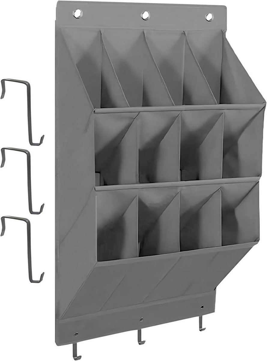 Achter Deur Opberger - Zakken Organizer - Ruimte Besparen - Flexibel Ontwerp - 12 Zakken - Grijs