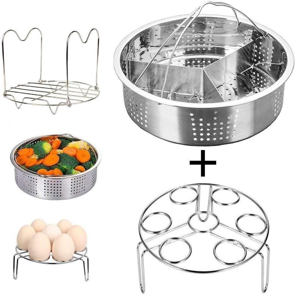 Stoommand Set Kookgerei Accessoires Gezond Koken Roestvrij Staal 304 3 Delig Zilverkleurig