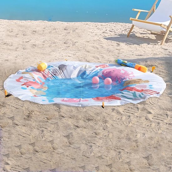 Opzetbad Voor Peuters - Zandwerend Zwembad - Waterpret Buiten - Draagbare Zwemzone - 14 meter - Blauw — afbeelding 5