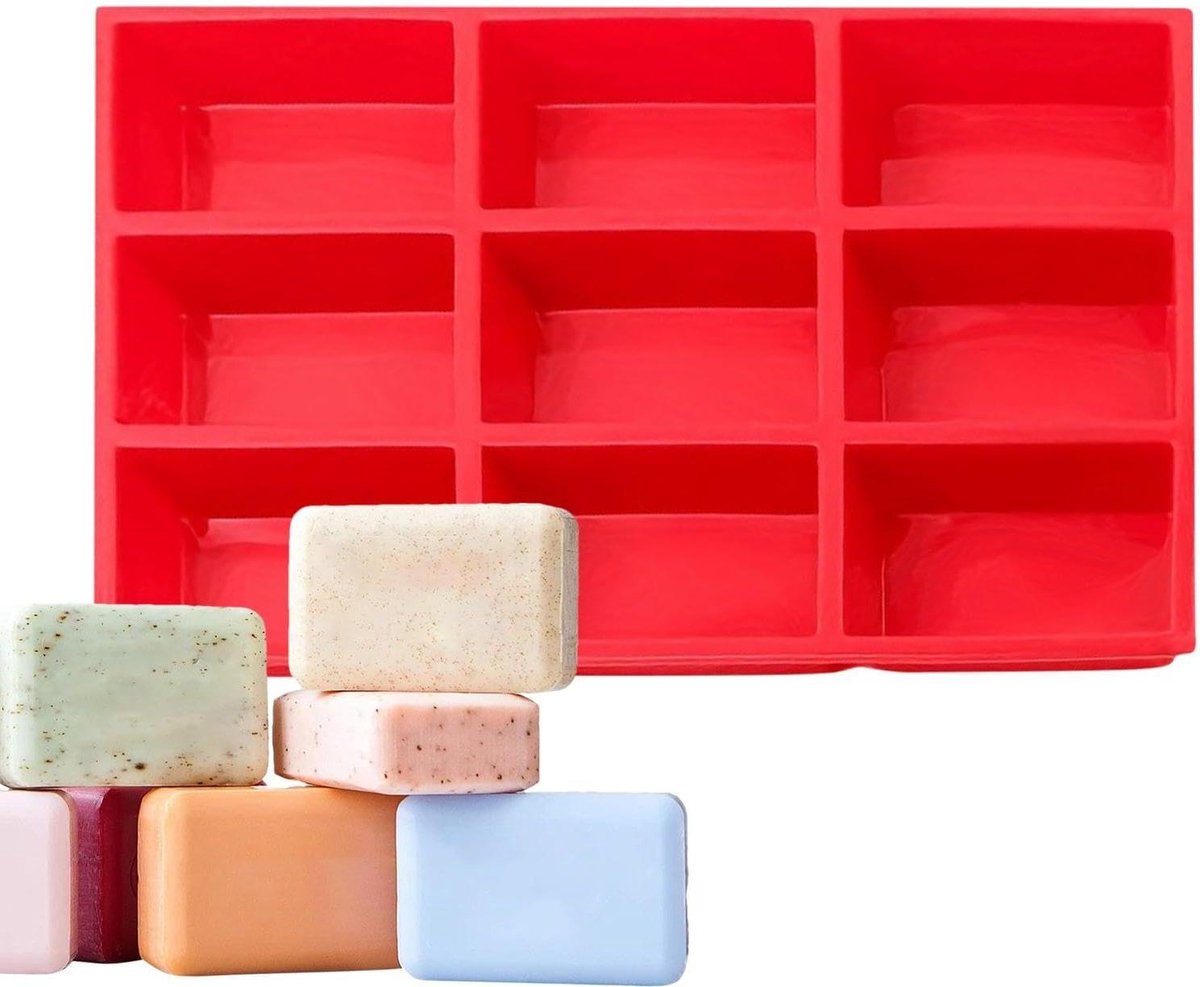 Siliconen Broodvorm - Bakvorm Rechthoekig - Zelf Bakken - Antiaanbaklaag - 9 Stuks - Rood