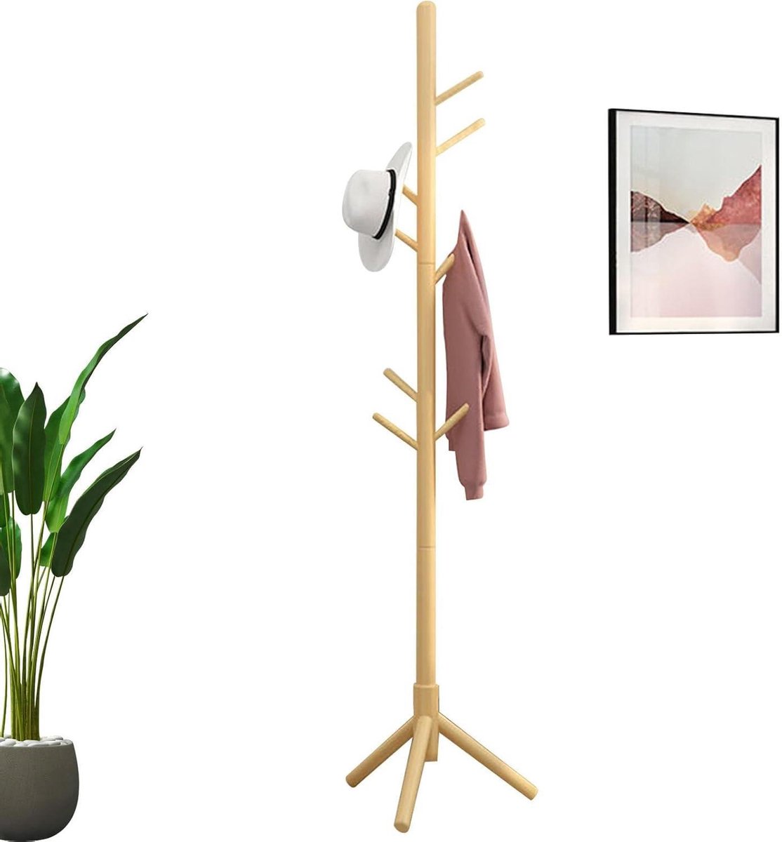 Houten Kledingrek - Kledingstandaard Kapstok - Ruimte Organiseren - Stabiel Statiefontwerp
