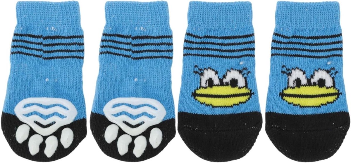 Antislip Hondensokken met Vogelpatroon voor Pootbescherming en Tractie - Set van 4 Stuks, Medium, Ideaal voor Honden en Katten in Huis