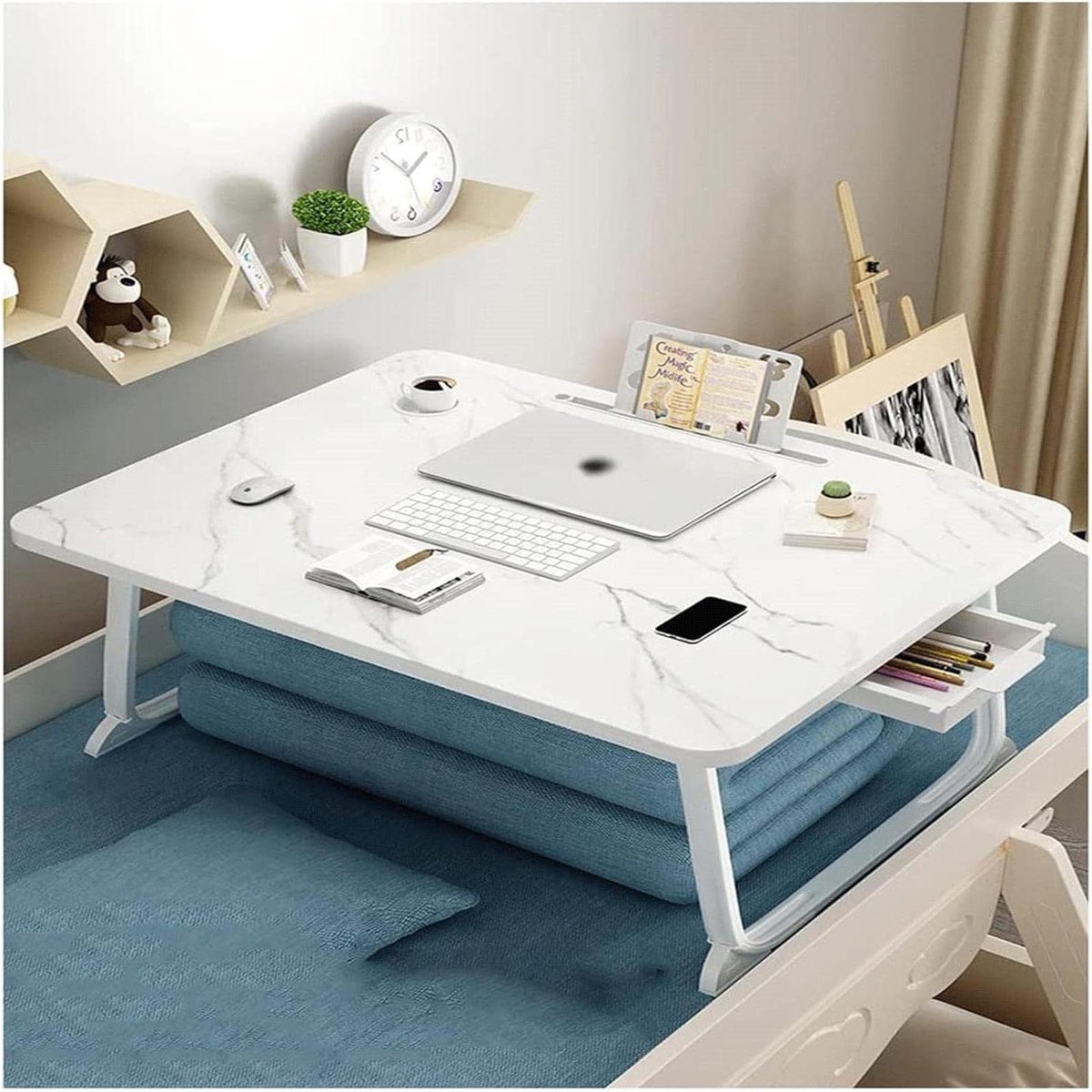 Laptoptafel - Bedtafel Bureau - Staand Werken - Opvouwbaar Ontwerp - 60x40cm - Zwart