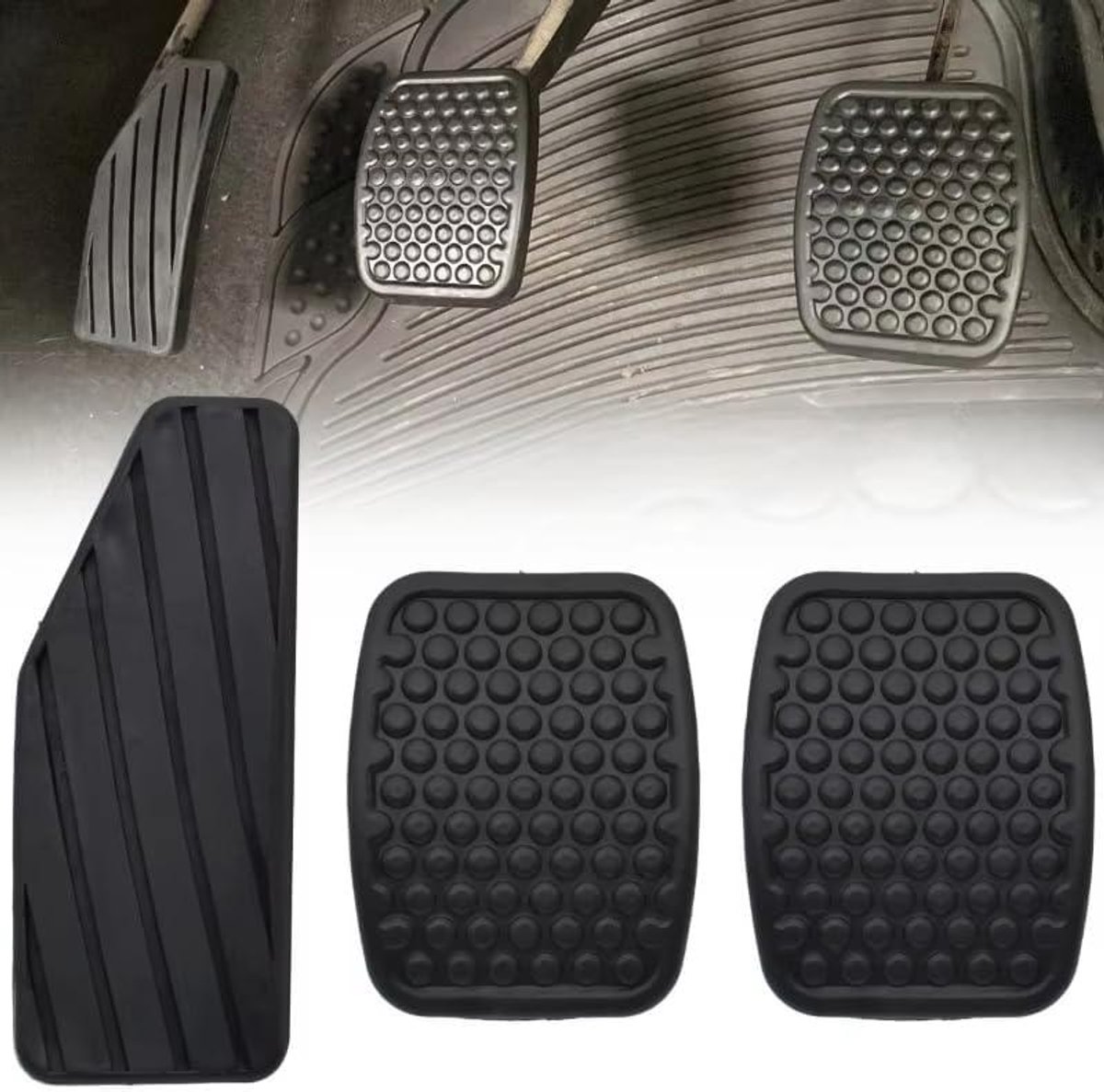 Pedaalrubbers - Pedaalhoezen - Veilig Rijden - Antislip Structuur - 3 Stuks - Zwart