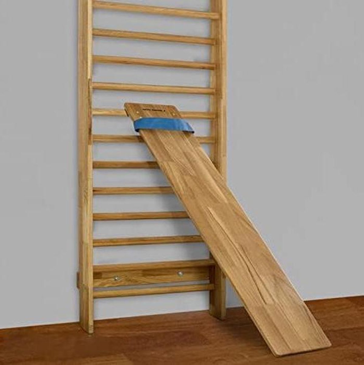Schuine Trainingsbank - Fitness Plank - Buikspier Training - Inklapbaar Tegen Muur - 190 cm Lang - Bruin